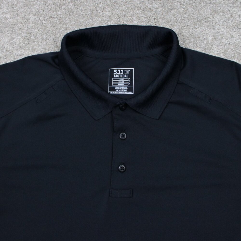 5.11 Tactical Helios Polo Shirt Mens Large Black Short Sleeve Polyester Pullover - Picture 5 of 14